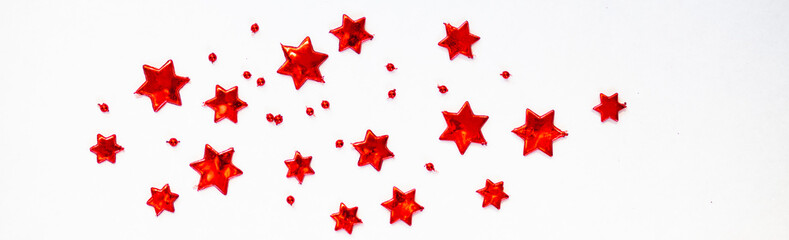 christmas background of red stars on a white background