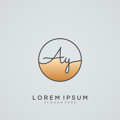 Elegant Initial Letter AY Logo With Circle.