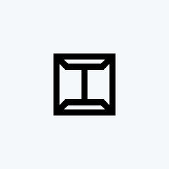 Initial letter I logo design, minimalist line art monogram square shape, icon symbol vector