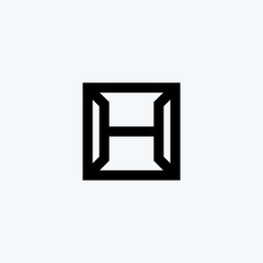 Initial letter H logo design, minimalist line art monogram square shape, icon symbol vector