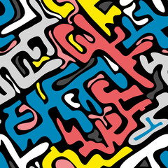 colored abstract seamless pattern in graffiti style. Quality illustration for your design