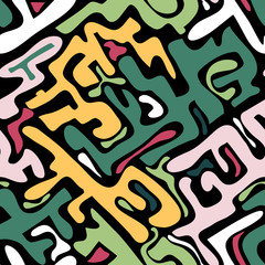 colored abstract seamless pattern in graffiti style. Quality illustration for your design