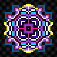colored mandala pixels illustration