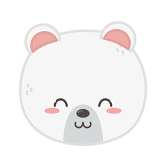 cute polar bear head on white background