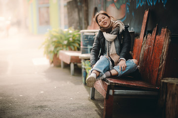 Asian travel woman portrait in Wellington, New Zealand