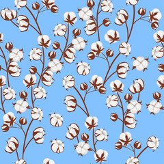 seamless pattern with cotton plant. vector image
