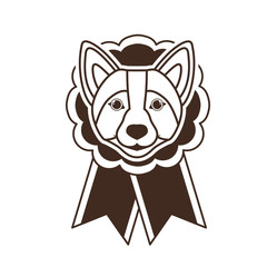 cute head dog mascot in ribbon medal character