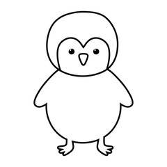 penguin polar animal bird icon line style