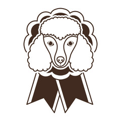 cute head dog mascot in ribbon medal character