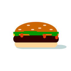 Simple graphic hamburger with lettuce, catsup & cheese