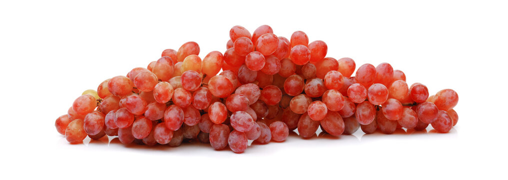 bunch of red grapes isolated on white background, full depth of field, suitable for header or banner