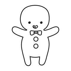 gingerbread man with bowtie decoration merry christmas line style