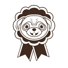 cute head dog mascot in ribbon medal character