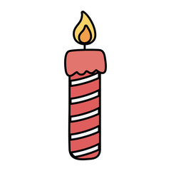 burning striped candle decoration merry christmas