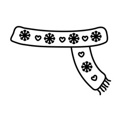 scarf with snowflakes hearts decoration merry christmas line style