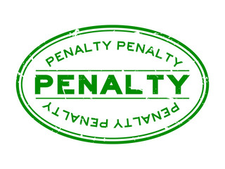 Grunge green penalty word oval rubber seal stamp on white background