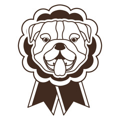 cute head dog mascot in ribbon medal character