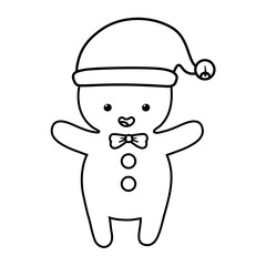 gingerbread man with hat decoration merry christmas line style