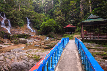 waterfalls found in tropical rainforest in Malaysia