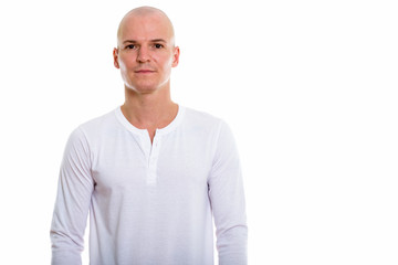 Fototapeta premium Studio shot of young handsome bald man