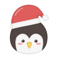penguin face with hat celebration merry christmas