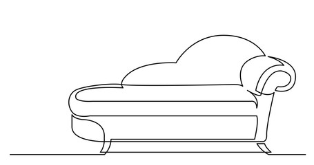 continuous line drawing of comfortable lounge chaise
