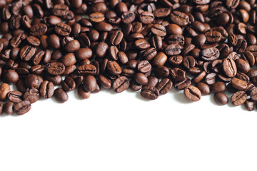 Coffee beans isolated on white background close up