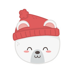 cute polar bear head animal merry christmas