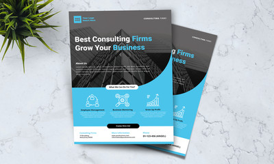 a4 business template flyer blue background