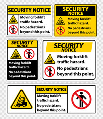 Moving forklift traffic hazard,No pedestrians beyond this point,Symbol Sign Isolate on transparent Background,Vector Illustration © Seetwo