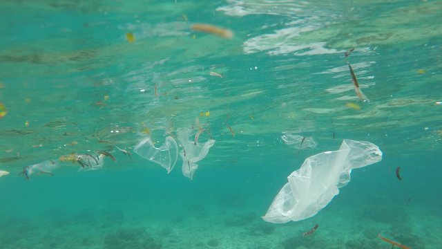 Plastic garbage pollution in ocean 