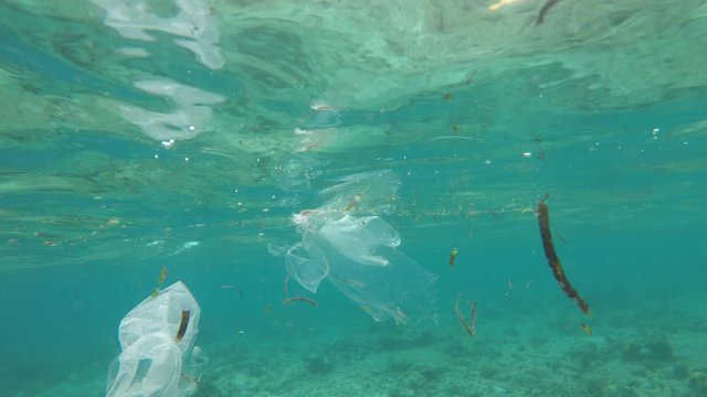 Plastic garbage pollution in ocean 