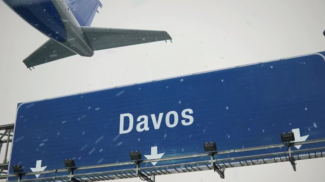 Airplane Takeoff Davos in Christmas