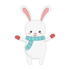 cute rabbit with scarf merry christmas
