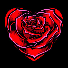 rose heart shape vector logo
