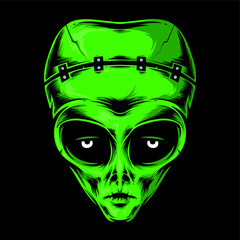 alien frankenstein head vector logo