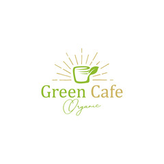Cafe organic logo design - nature green fresh product of coffee