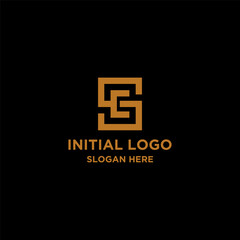 letter initial SC box logo template - vector