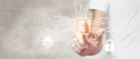 Fingerprint scan provides security access with biometrics identification