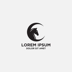 Modern Moon Horse Logo template - vector