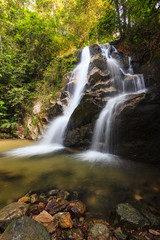 Fototapeta na wymiar waterfalls found in tropical rainforest in Malaysia