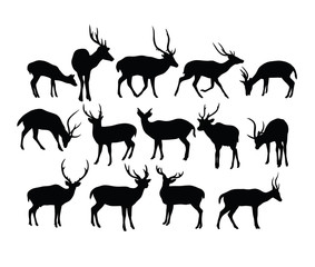 Deer Set Silhouettes, art vector design 