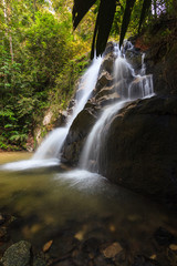 waterfalls found in tropical rainforest in Malaysia