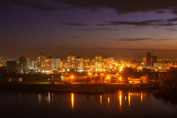 Fototapeta na wymiar view of the night city of Novokuznetsk