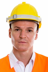 Face of young handsome man construction worker