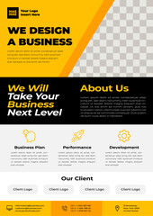A4 business template flayer vol 4 with orange, white and grey color cmyk ready to print in vector editable layer