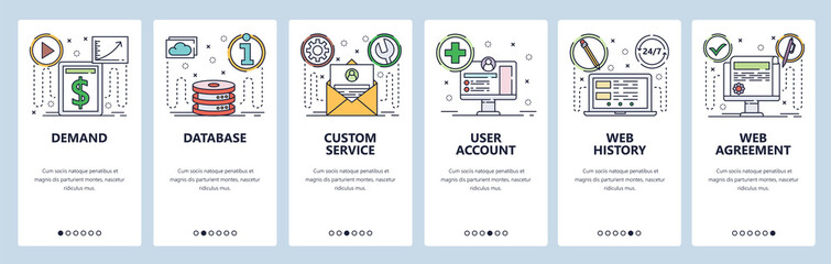 Website and mobile app onboarding screens vector template