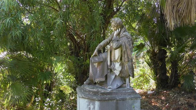 Statue of Lord Byron in the palace of Achilleion built by the Empress of Austria, Elizabeth (Sissi). Corfu island, Greece.