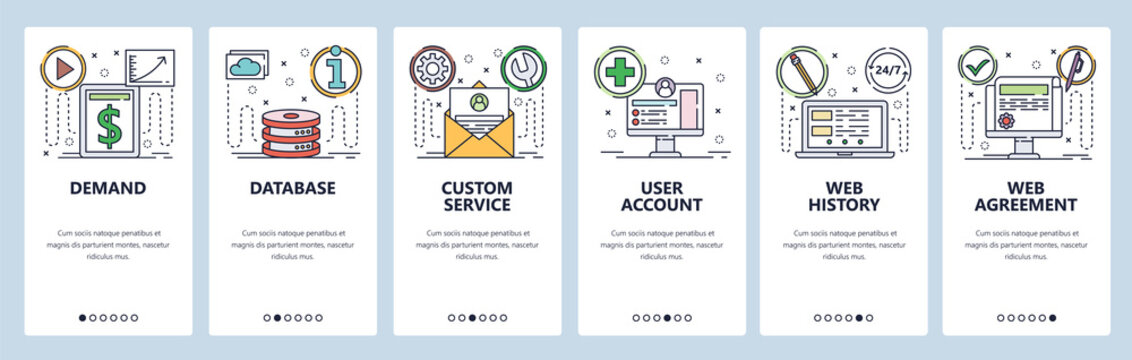 Website and mobile app onboarding screens vector template