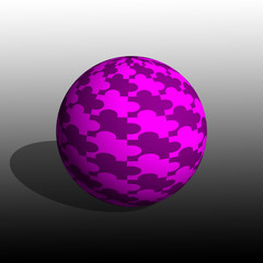 3D purple buzzle on circle with shadow .3Drender
